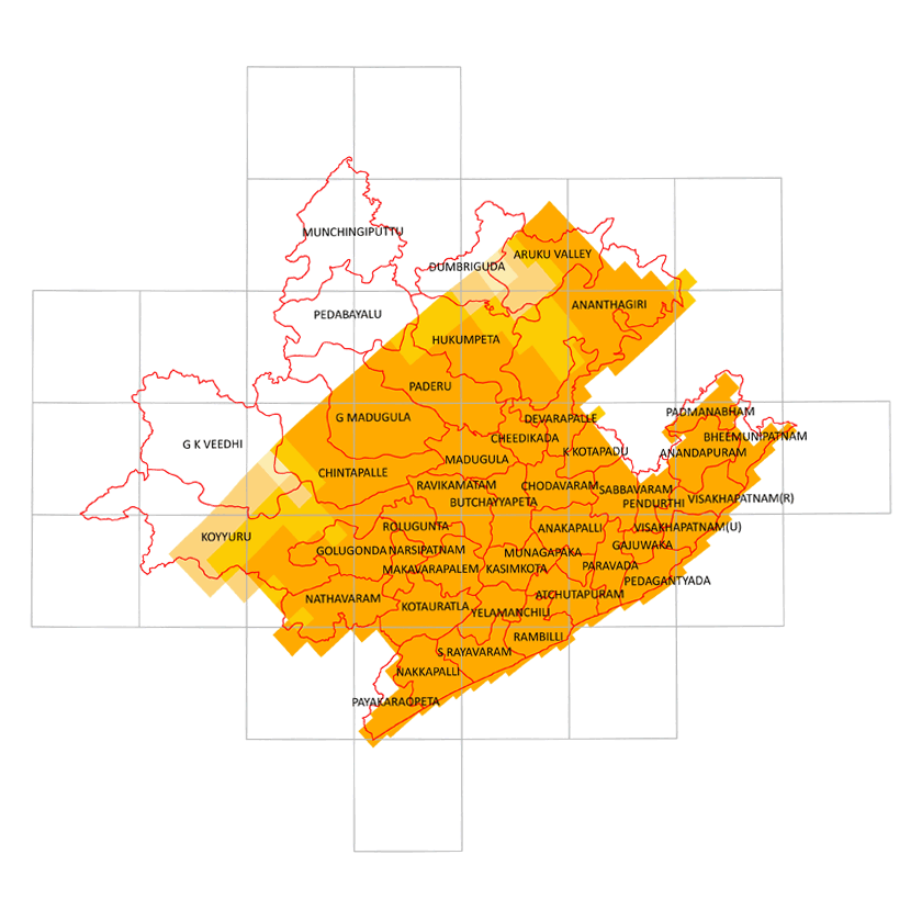 Storm surge inundation map for cyclone with wind speed